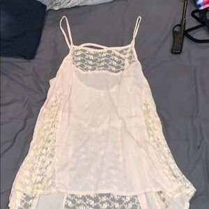 Pol s cream lacy flowy tank